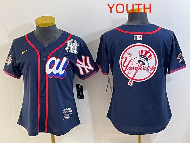 Youth 2025 New York Yankees Blank Drak Blue All star Nike MLB Jersey style 018